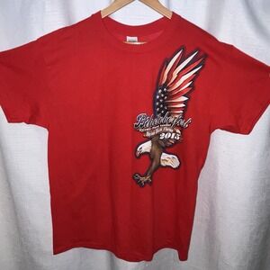 2015 Biketoberfest Daytona Beach Mens L Double-Sided T-Shirt USA Flag Eagle Moto